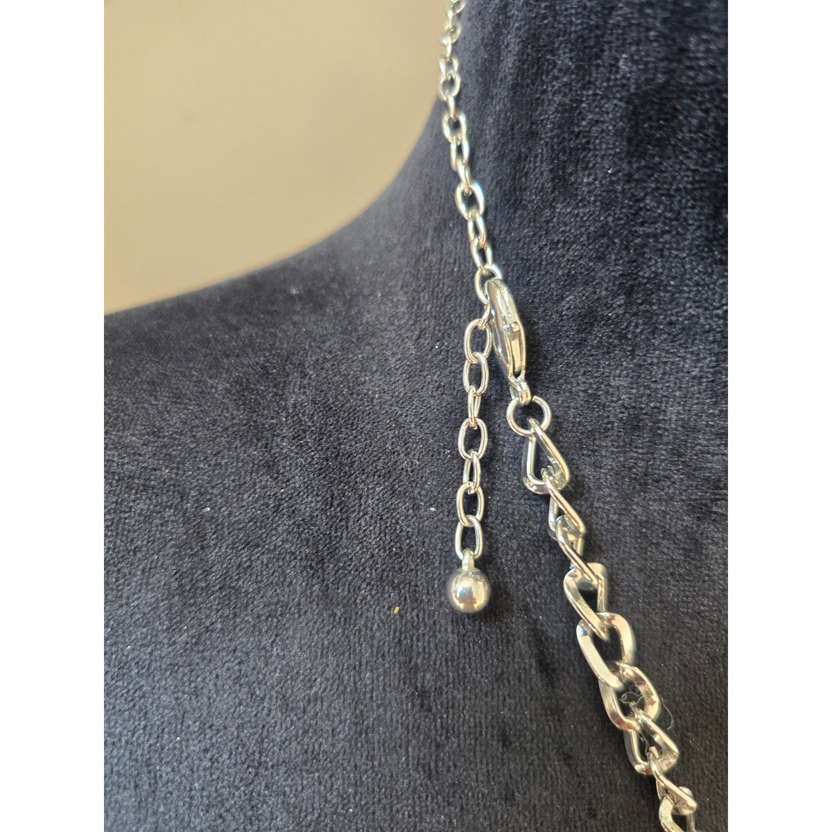 Antique Silver Tone Boho Medallion Charm Statement Necklace Beaded Pendant