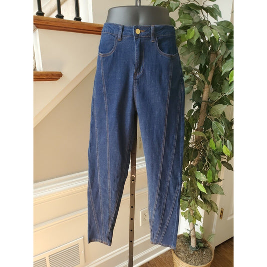 PRETTYLITTLETHINGS Women's Blue Denim Cotton Casual High Rise Skinny Pant Size 4