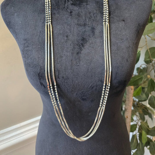 Womens Fashion Gold Tone 3 Layered Chain Necklace Jewelry with Lobster Clasp