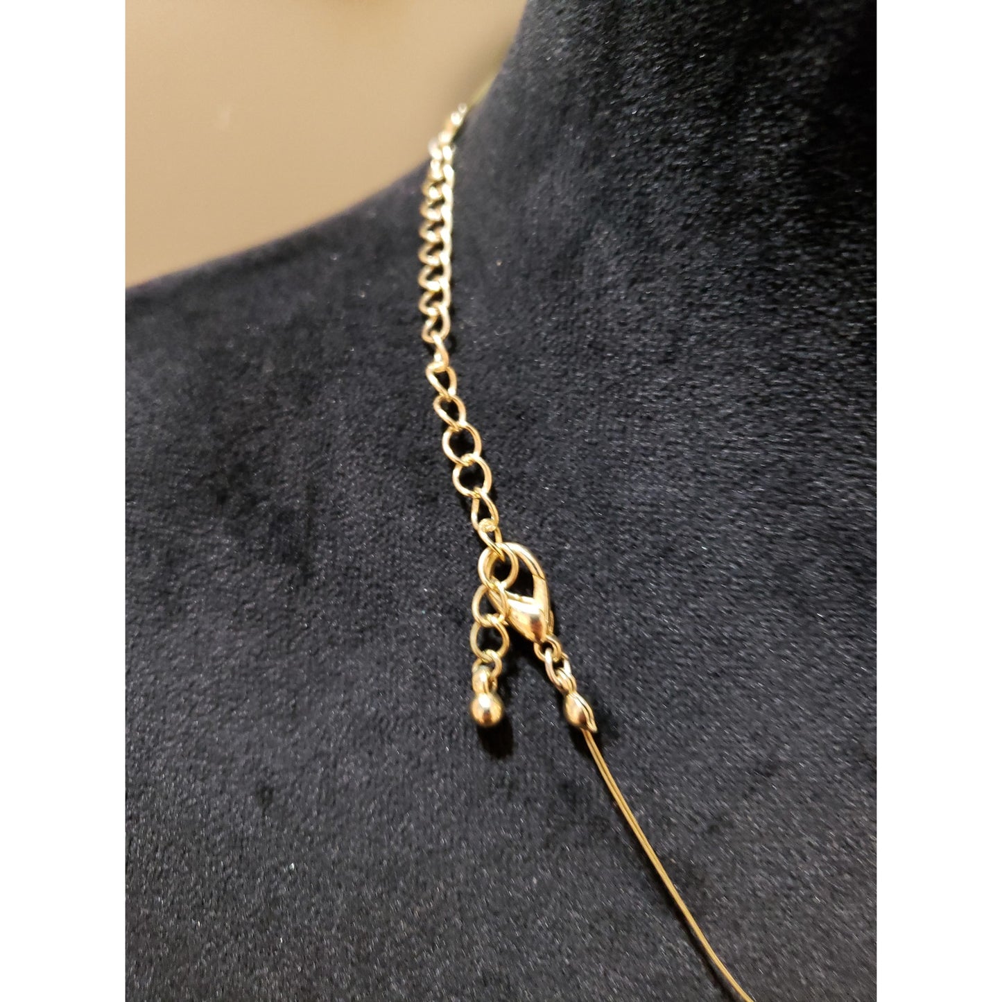 Womens Gold Tone Triple String Chains Filigree Cannetille Statement Necklace