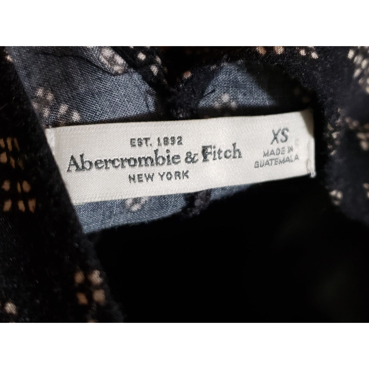 Abercrombie & Fitch Boho Mini Dress Womens XS Blue Argyle Tie Waist 3/4 Sleeve