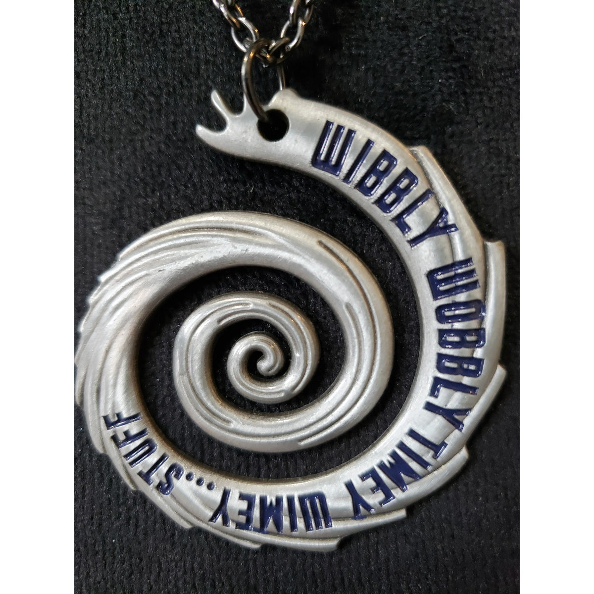 Doctor Who Wibbly Wobbly Timey Wimey Spiral Pendant Necklace Silver