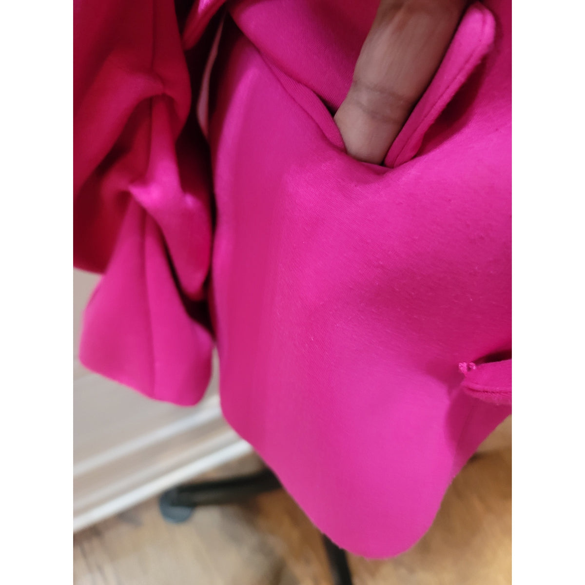 Scoop Blazer Jacket Women M(8-10) Hot Pink Scrunch Sleeve Open Front Flap Pocket