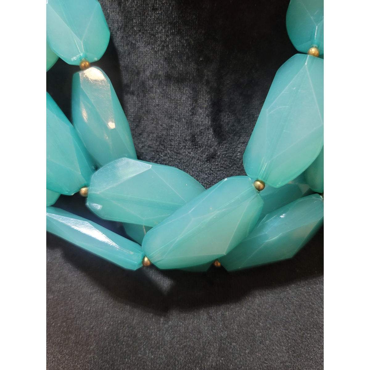 Women's Aqua Blue Faceted Bead Necklace Statement Jewelry Set Dangle Earrings