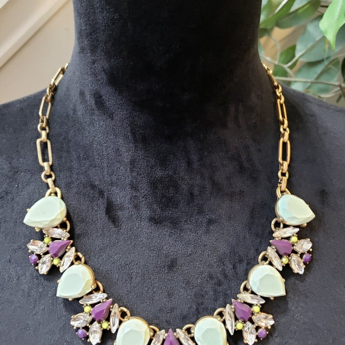 J.CREW Necklace Womens Multicolor Rhinestone Gold Tone Chain with Lobster Clasp