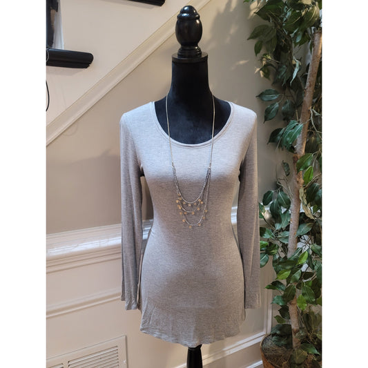 White House Black Market Top Women's Small Gray Long Sleeve Stretch Knit Shirt