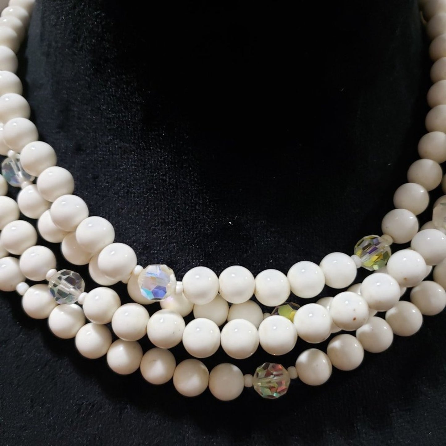 Womens Fashion White Faux Pearl 4-Layered Choker Necklace Jewelry Adjustable
