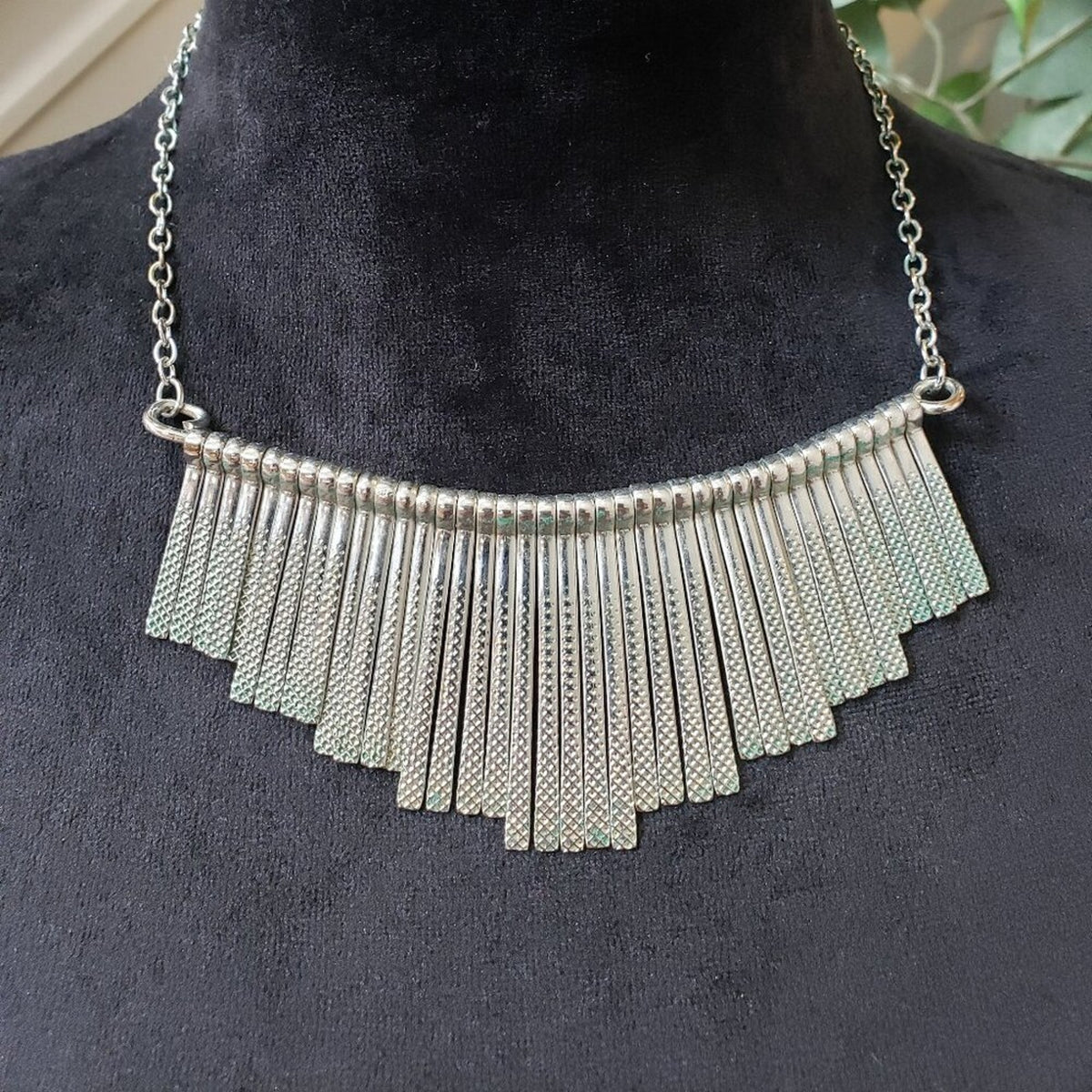 Womens Fashion Silver Link Chain Fringe Necklace Jewelry with Lobster Clasp