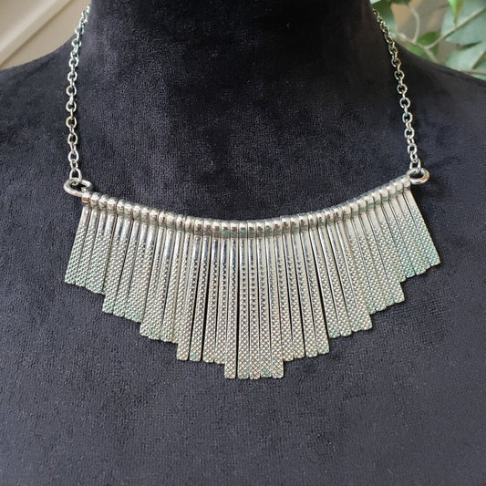 Womens Fashion Silver Link Chain Fringe Necklace Jewelry with Lobster Clasp