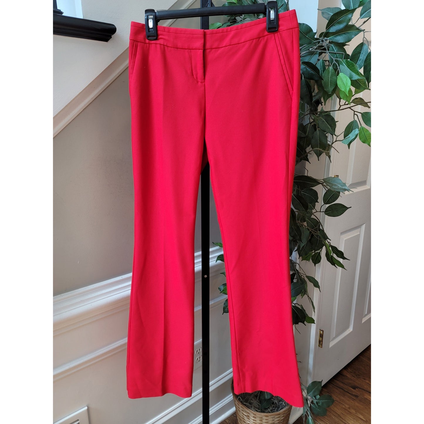 Express Columnist Pants Women's 2R Red Stretch Trousers Slim Fit Work Casual