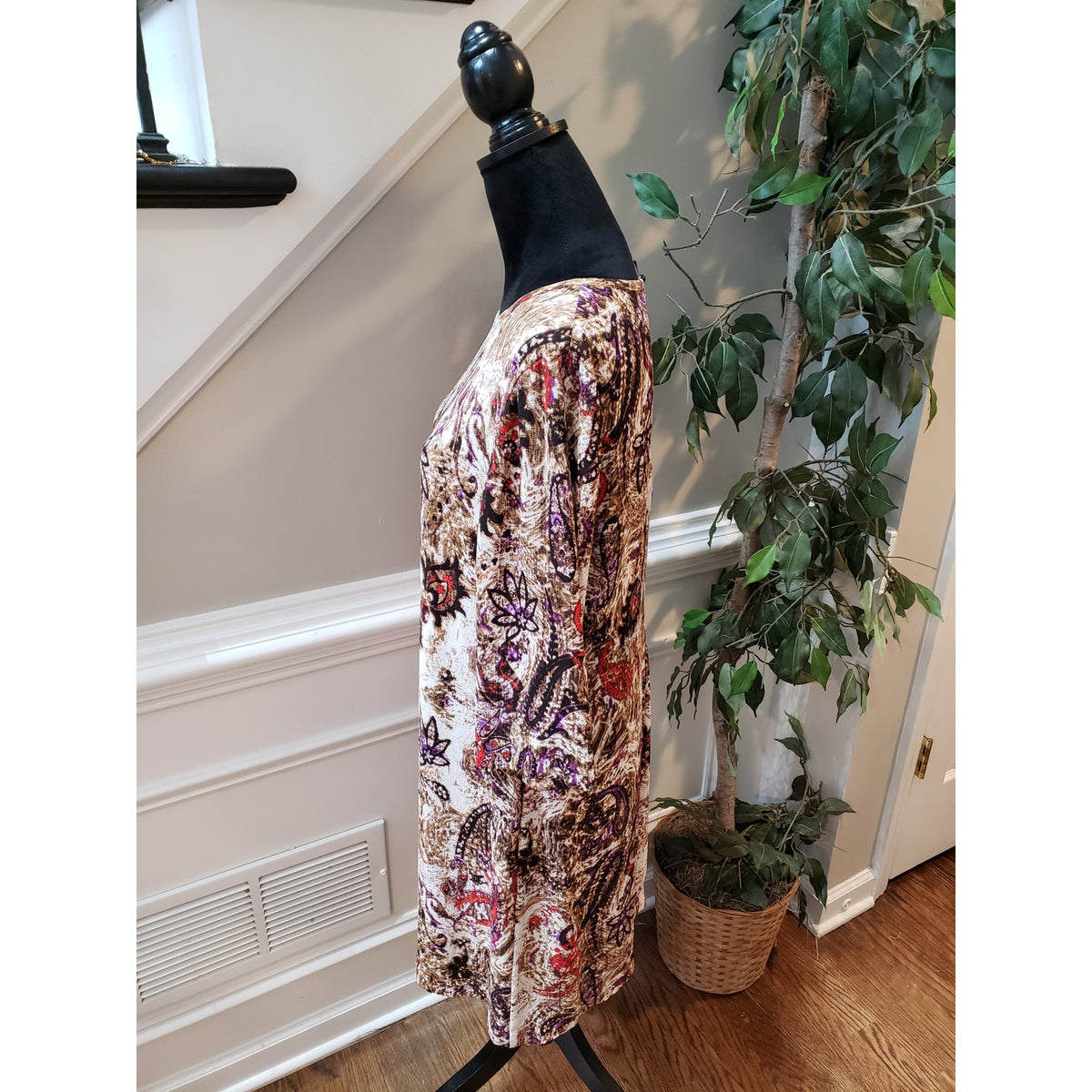KUT from the Kloth Dress Women 12 Multicolor Paisley 3/4 Sleeve Lined Stretch