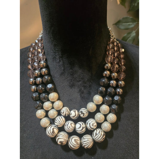 Women's Multi Layer Beaded Statement Necklace With Lobster Claw Clasp
