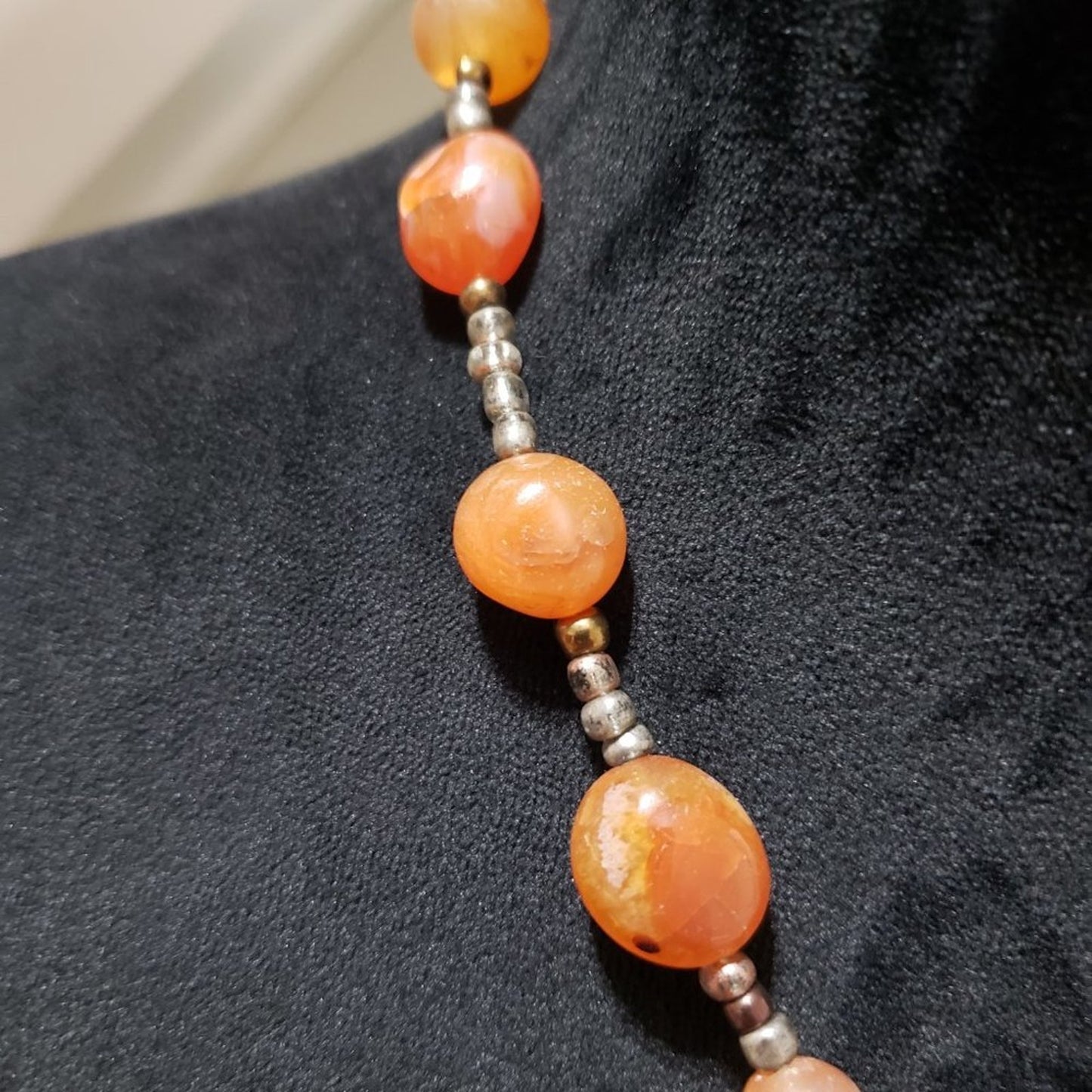 Womens Fashion Beaded Big Stone Disc Pendant Collar Necklace with Toggle Clasp