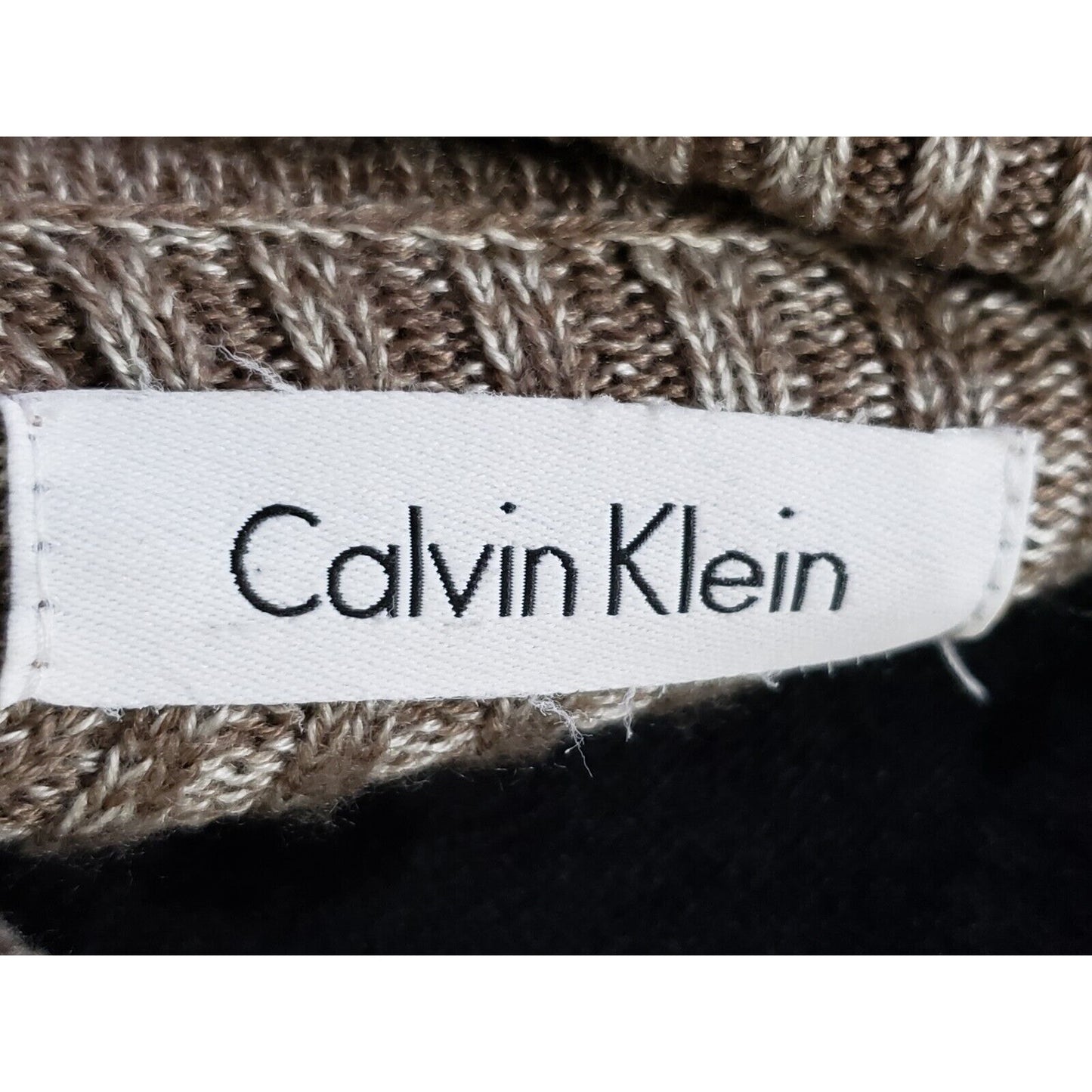 Calvin Klein Women's Beige Knit Space Dye Short Sleeve Cowl Neck Sweater Dress S