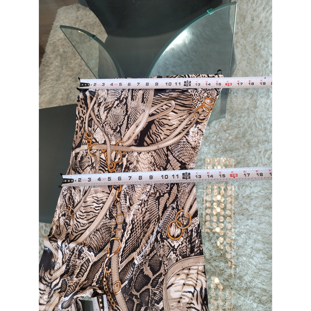 Belita Collection Snake Print Chain Design Jumpsuit Women's Large Multicolor