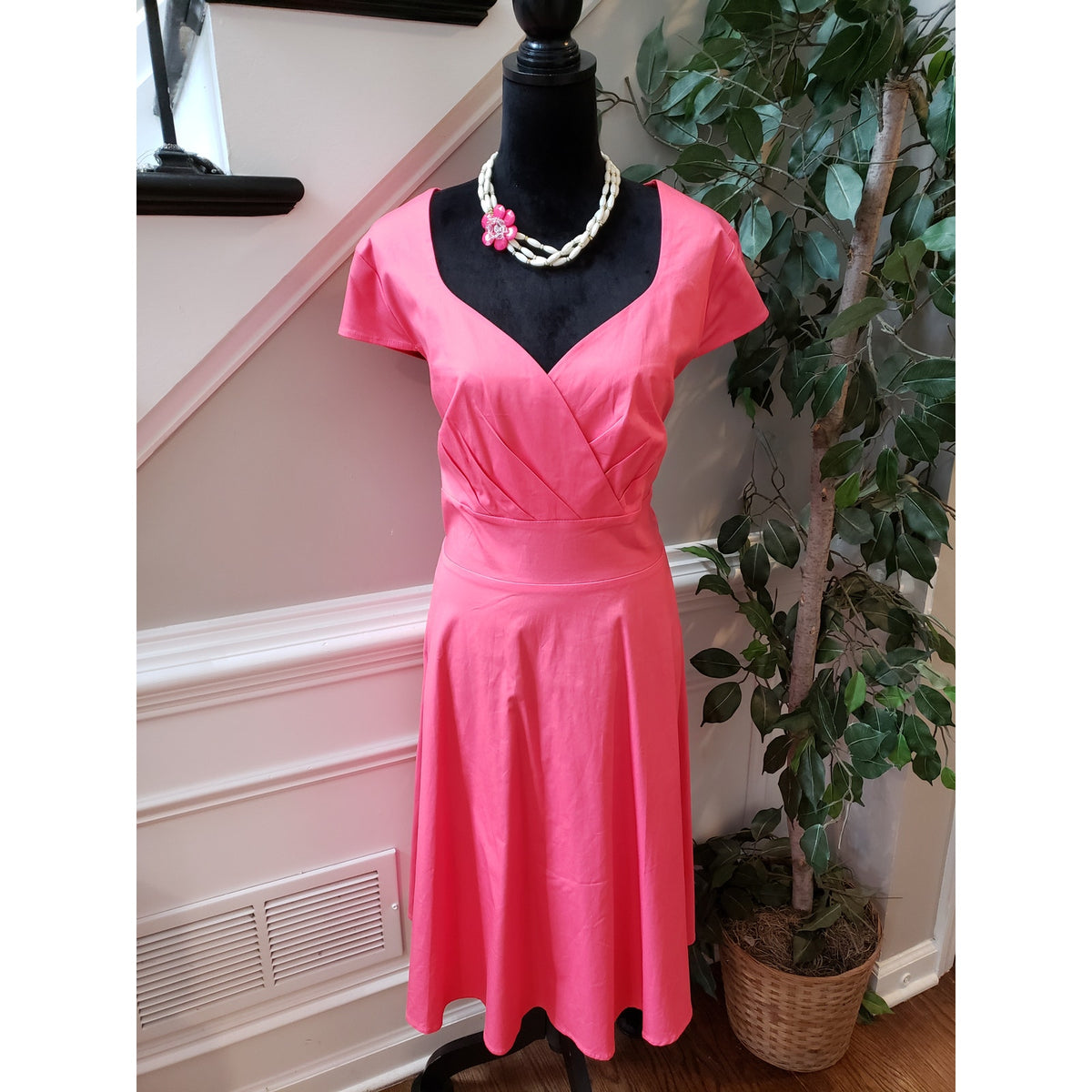 Bbonlinedress Maxi Dress Women's Size 3XL Pink Pleated Back Zip Sweetheart Neck