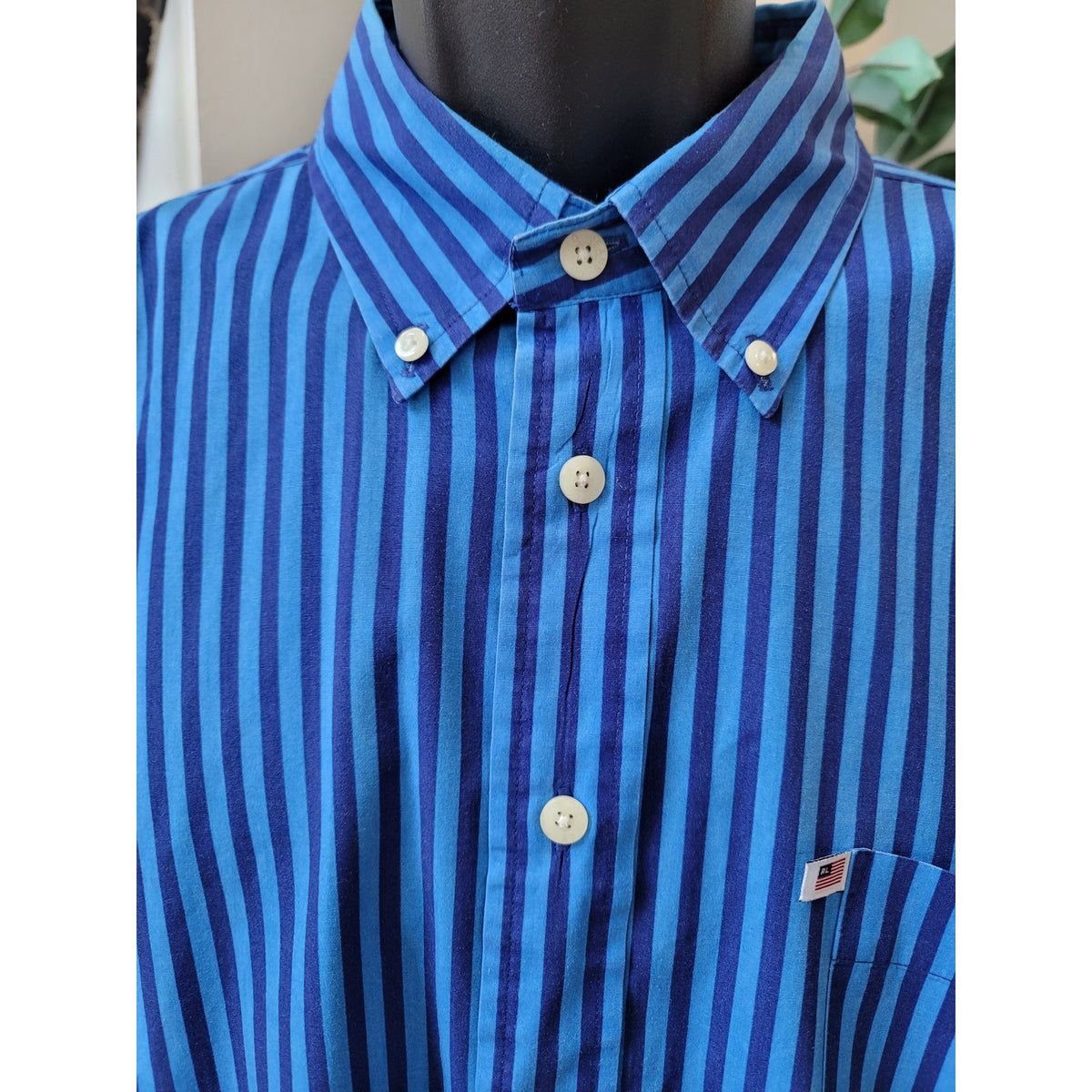Ralph Lauren Jeans Co. Striped Button Down Shirt Men's Size XL Blue 100% Cotton