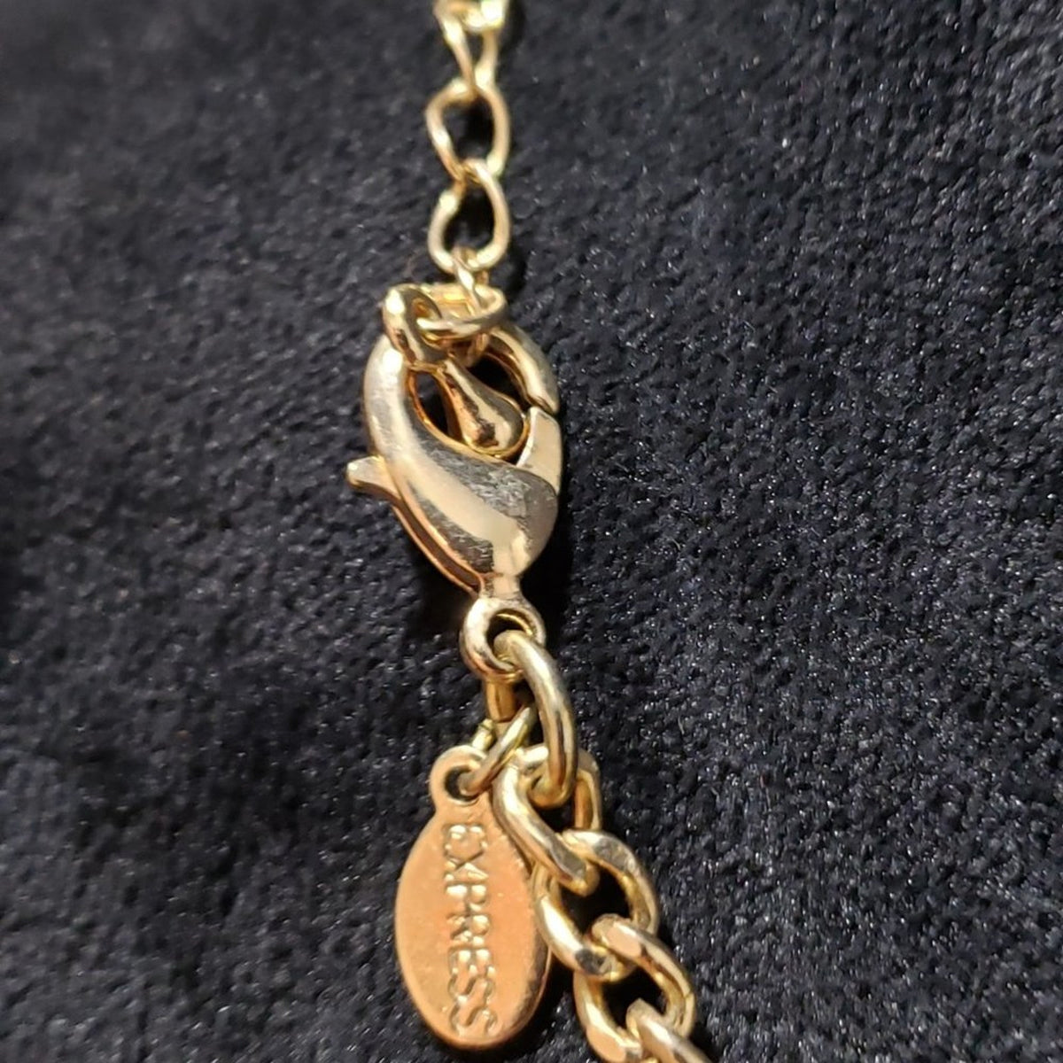 Express Signed Black Panel Tudor Style Links Necklace Choker with Lobster Clasp