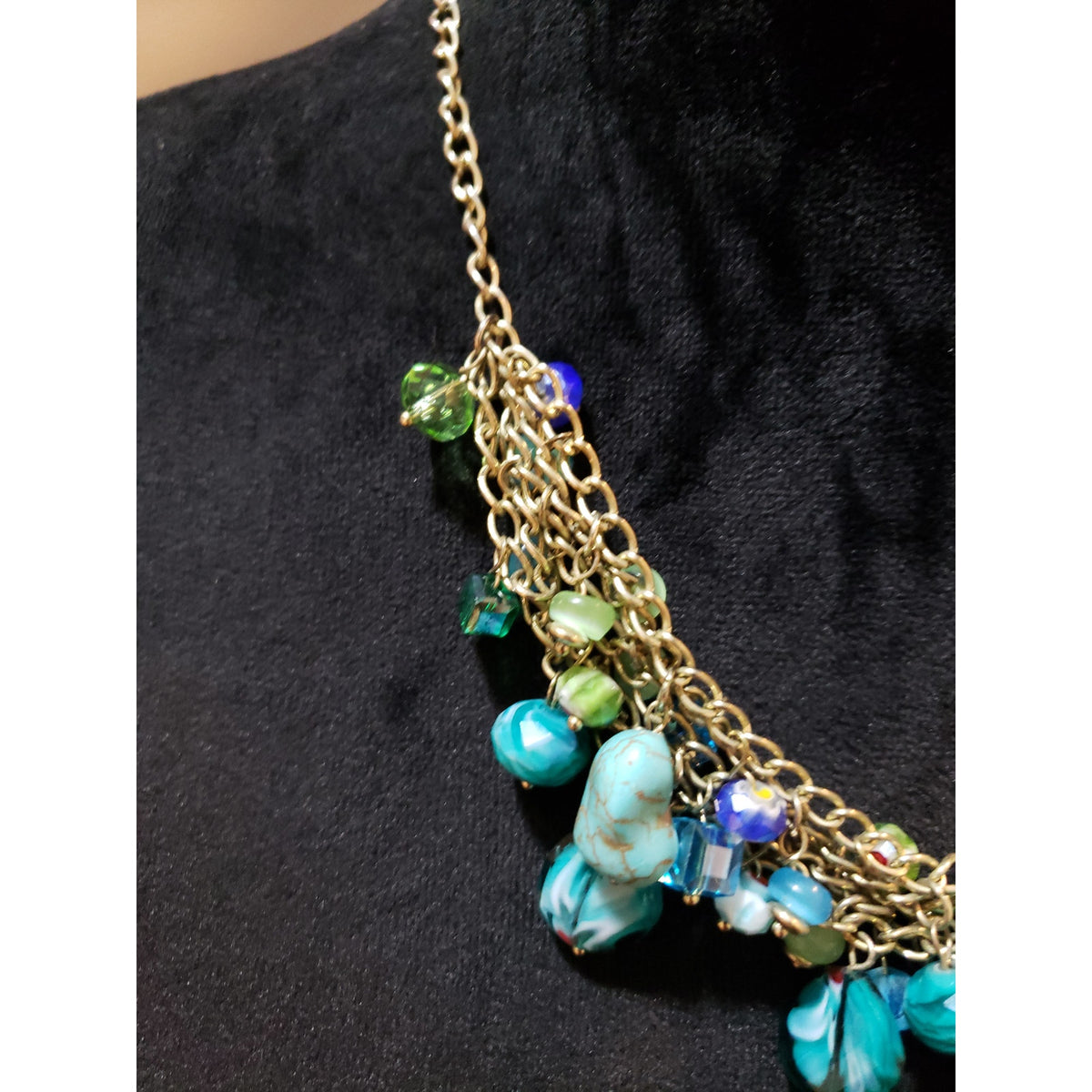 Women Fashion Multi Acrylic Crystals Faceted Beaded Cluster Bib Necklace Jewelry