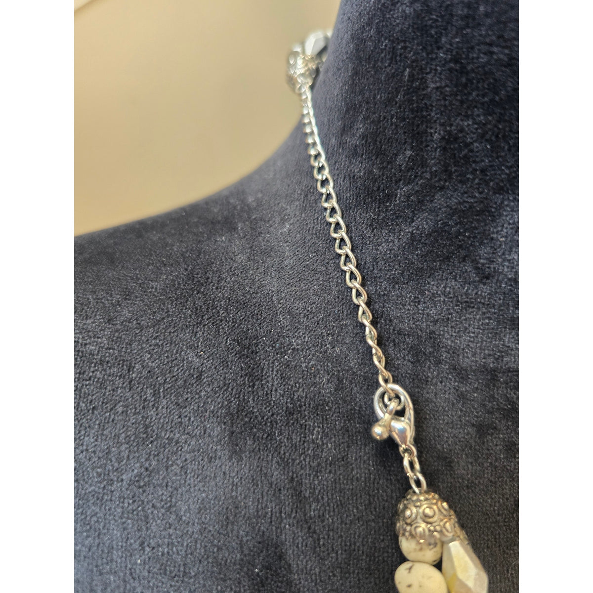 Ivory Chunky Beaded Braided Statement Necklace