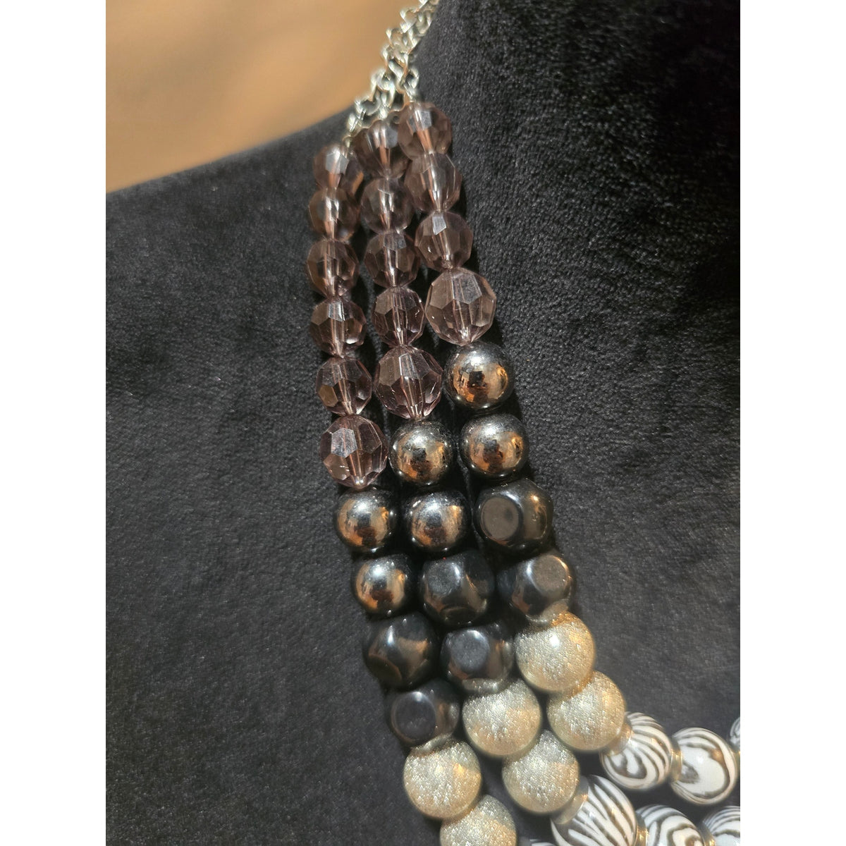 Women's Multi Layer Beaded Statement Necklace With Lobster Claw Clasp