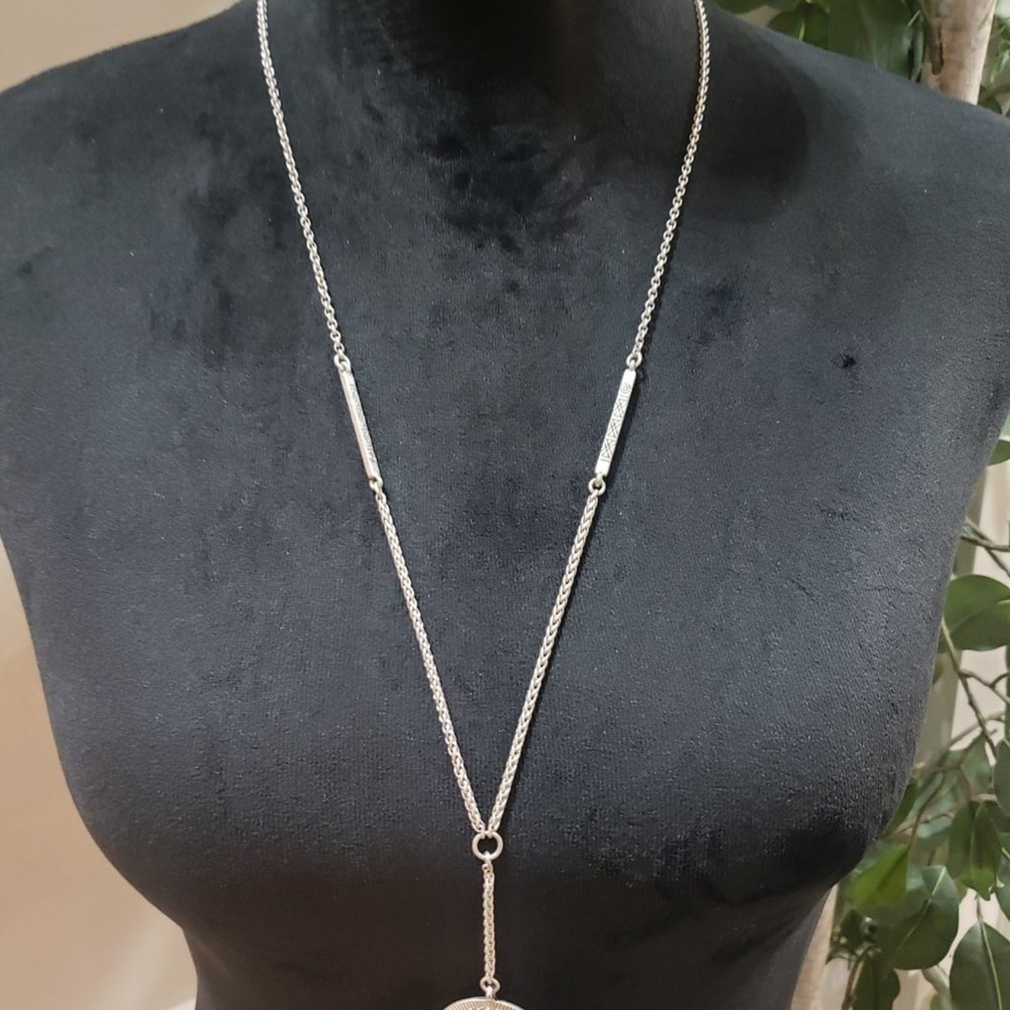 Womens Fashion Blue Glass Stone Semi Precious Silver Chain Pendant Necklace