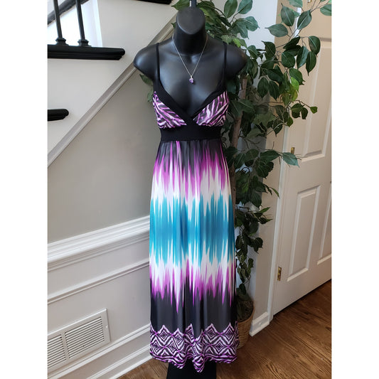 Nicola Bertti Long Maxi Dress Womens Small Tie Dye Empire Waist Lined Sleeveless