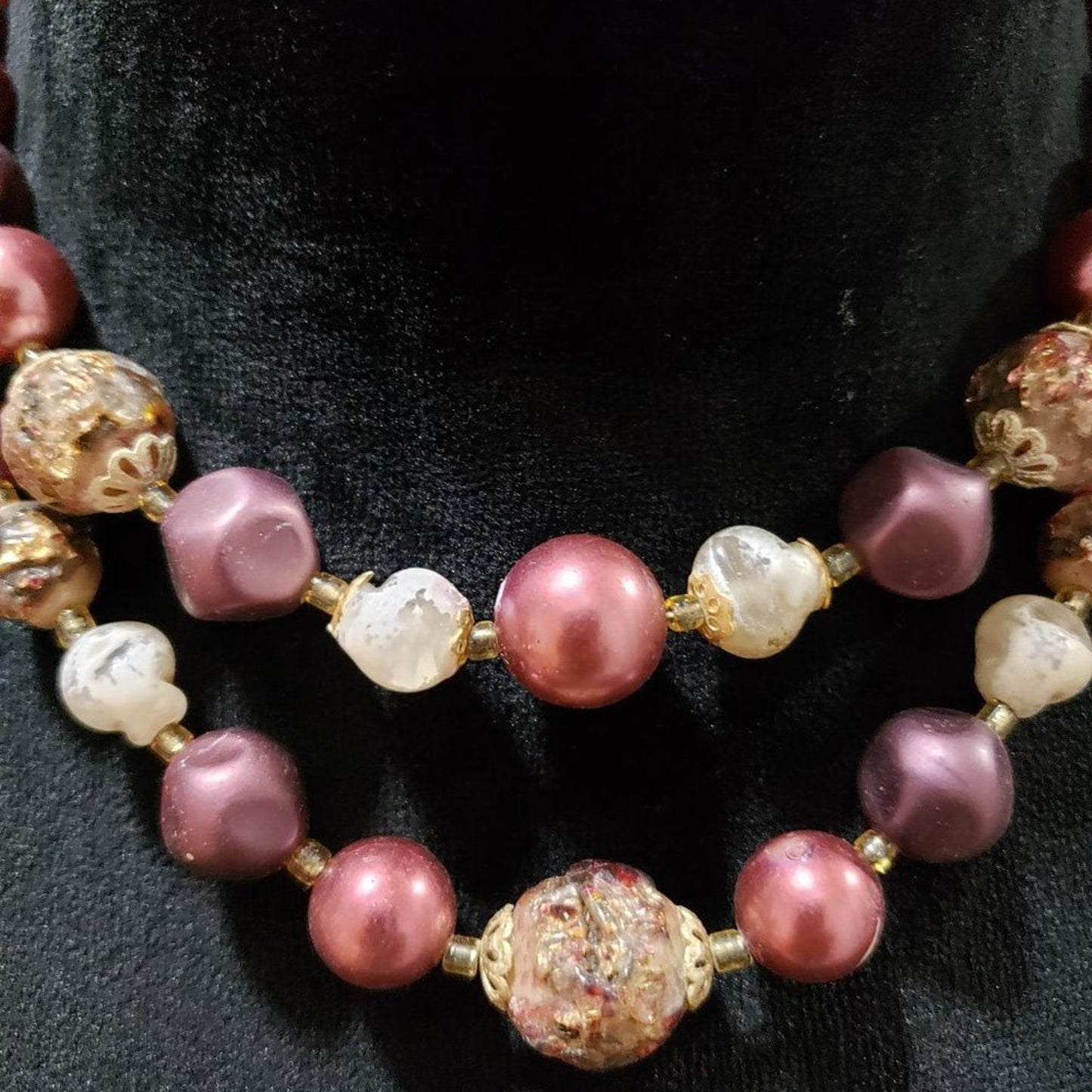 Women Fashion Double Strand Chunky Freshwater Pearl Beads Enamel Choker Necklace