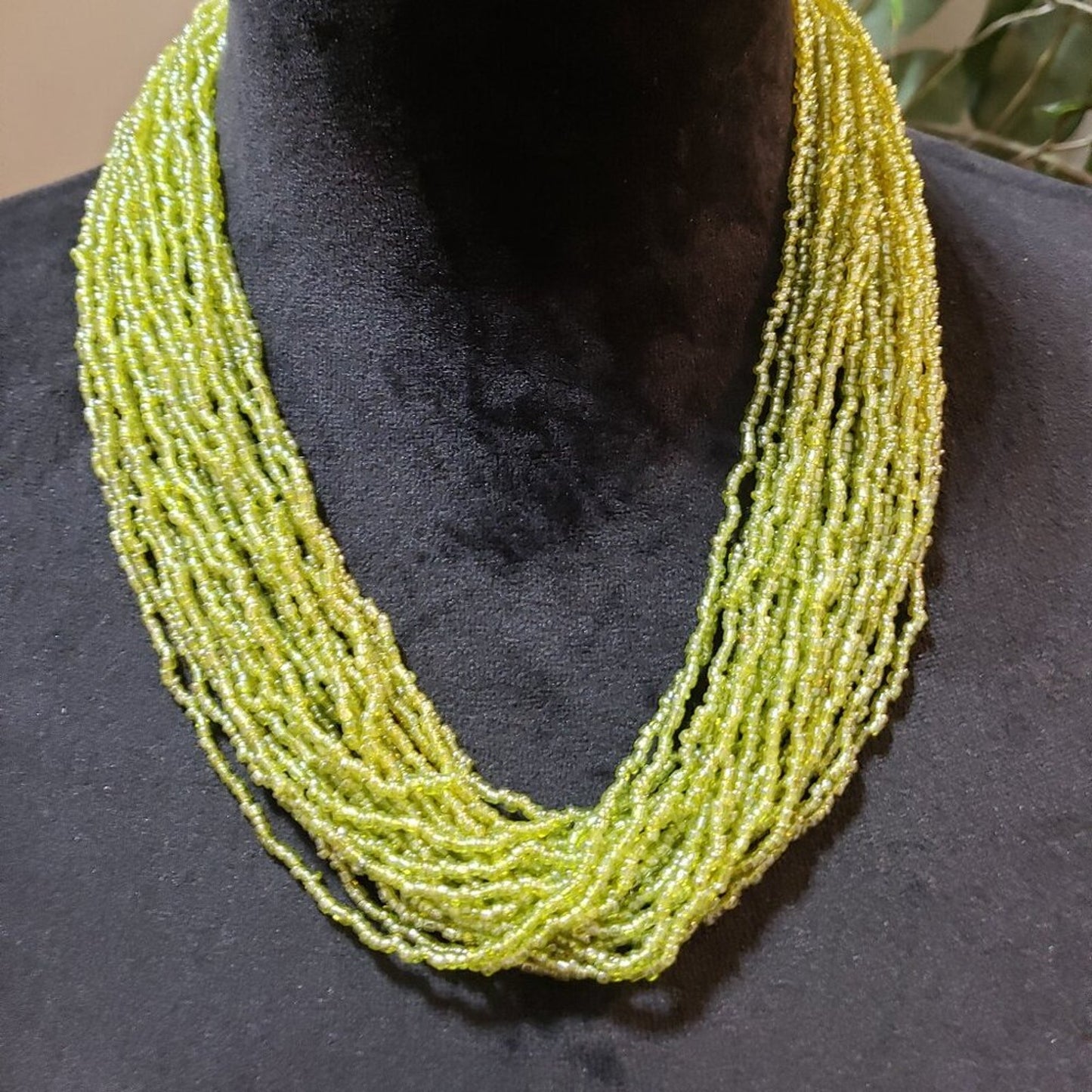 Womens Fashion Green Strands Seed Multiple Layer Beaded Necklace Jewelry