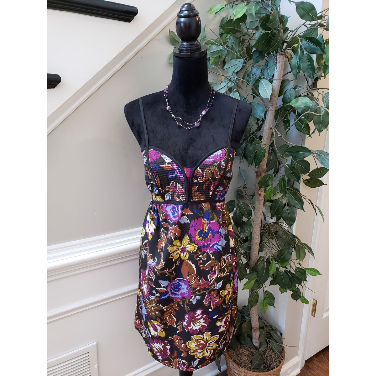 Xhilaration Fit & Flare Dress Women's Size XL Multi Floral Stretch Smocked