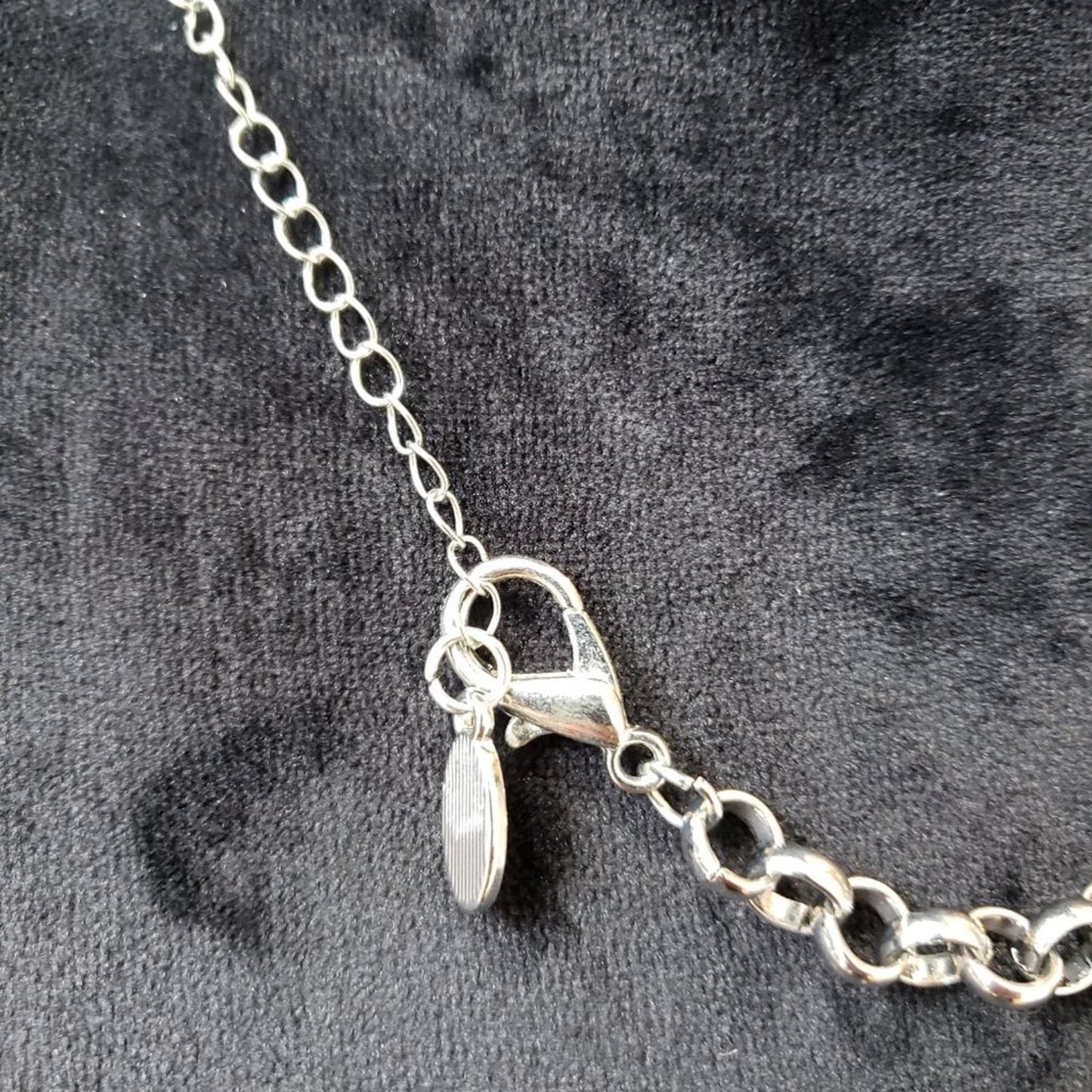 Womens Fashion Clear Crystal Silver Tone Rolo Chain Necklace with Lobster Clasp