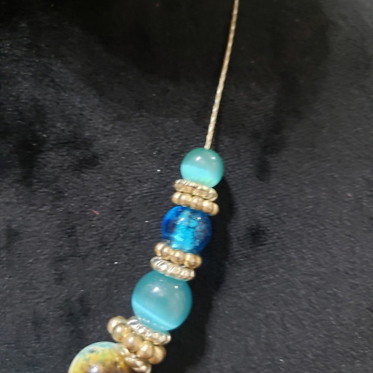 Womens Fashion Multi Bead Turquoise Stone Collar Necklace with  Lobster Clasp