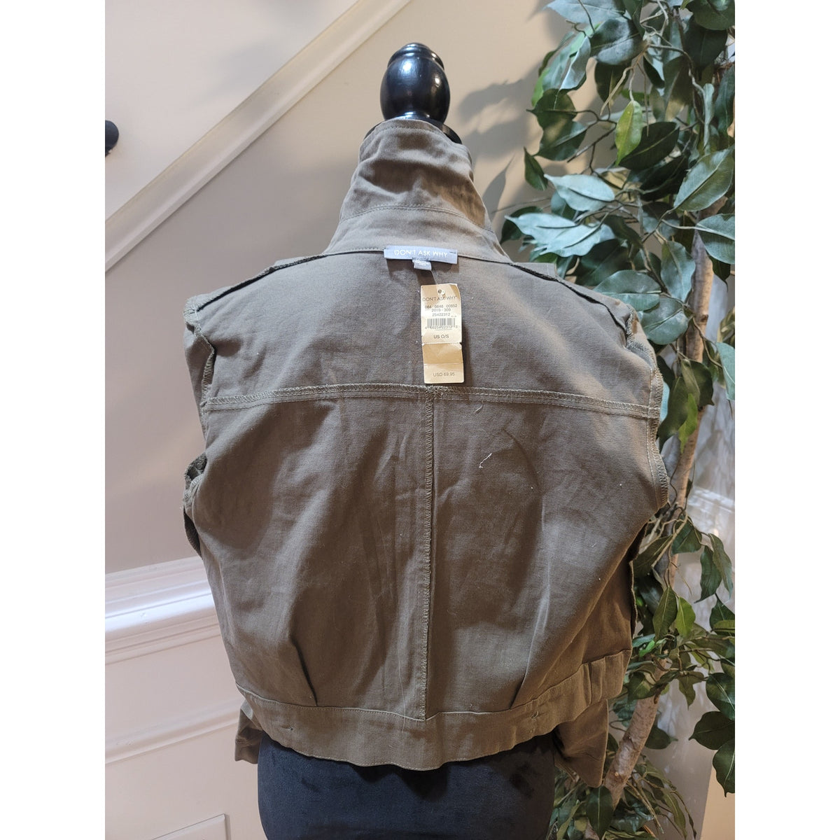 Dont Ask Why Military Jacket Women One Size Olive Green Button Front Long Sleeve