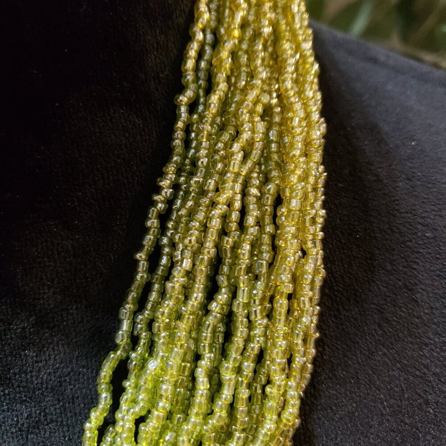 Womens Fashion Green Strands Seed Multiple Layer Beaded Necklace Jewelry