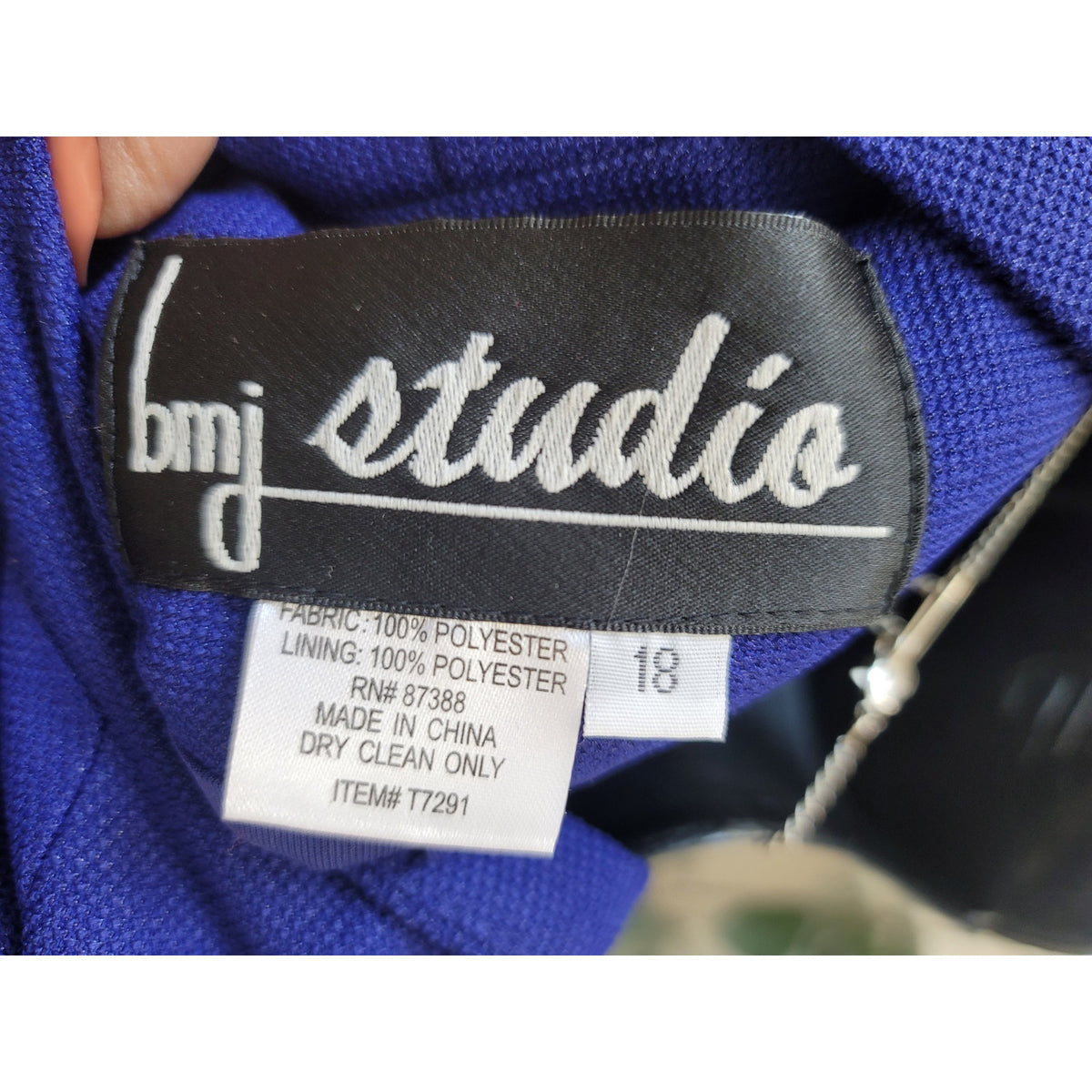 Bmj Studio Skirt Suit Women's Size 18 Blue Rhinestone Fully Lined Back Slit