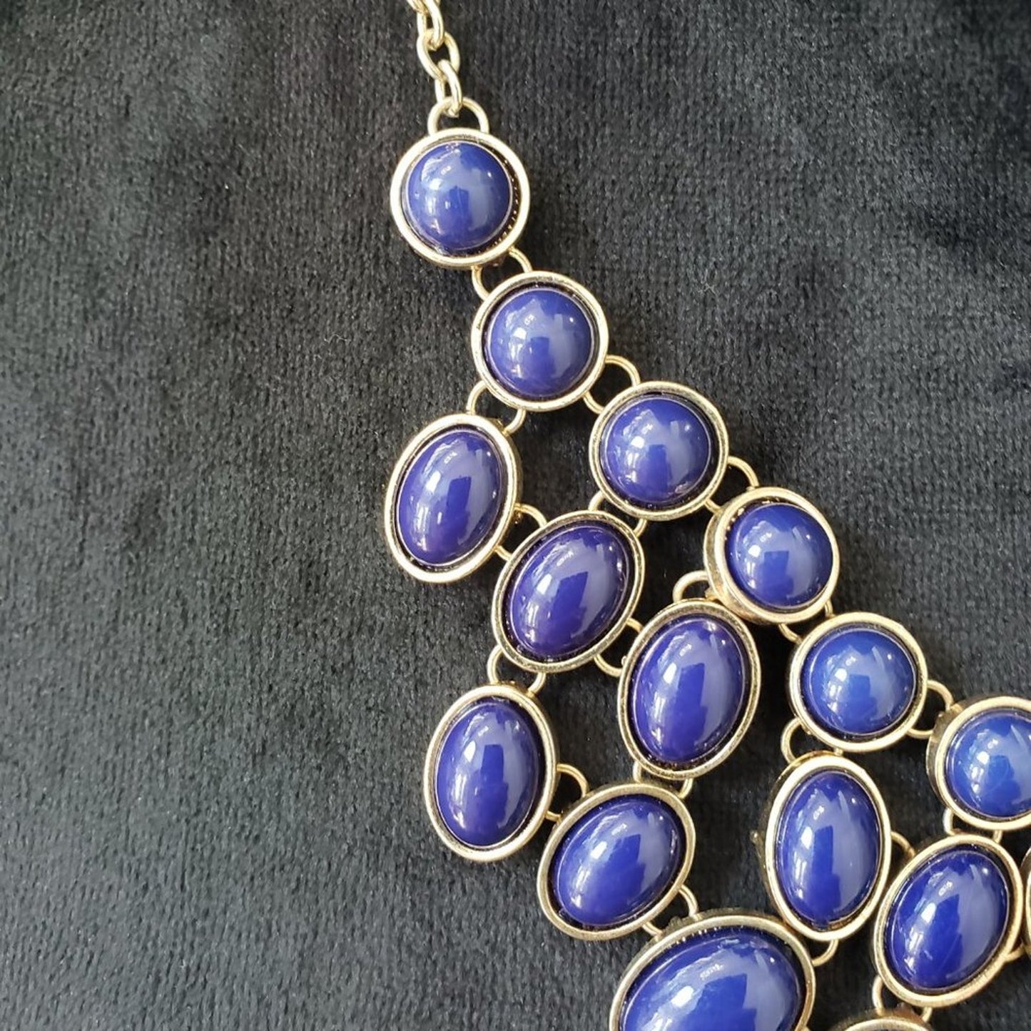 Womens Fashion Blue Rhinestones Beaded Statement Necklace with Lobster Clasp