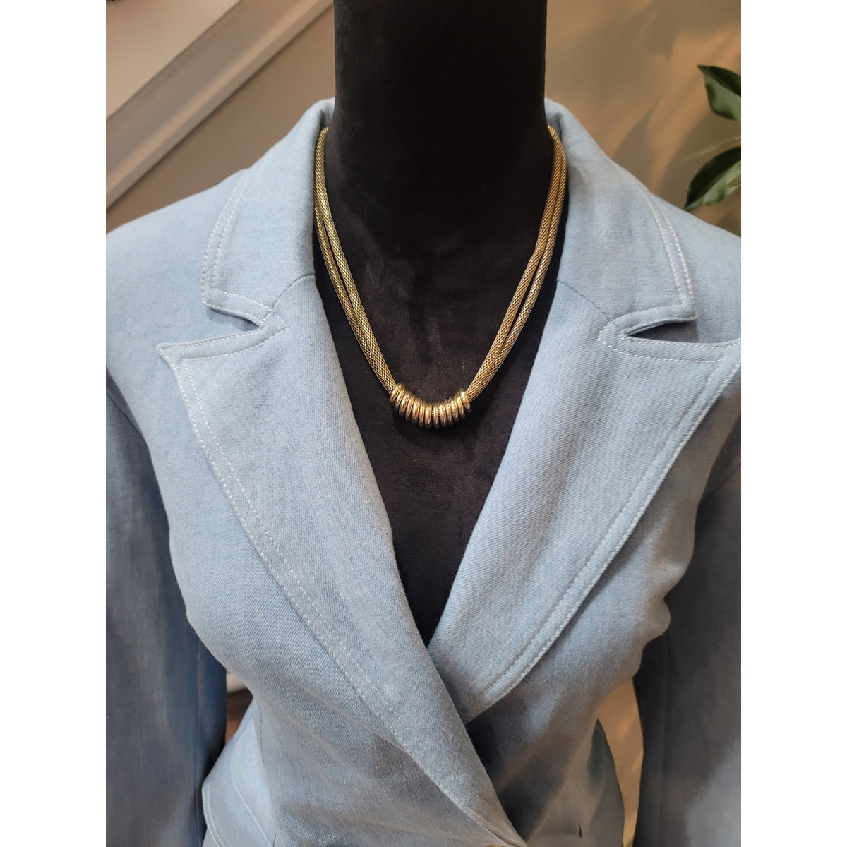 Fashion Nova Blazer Jacket Women's Large Blue Button Double Breasted Welt Pocket