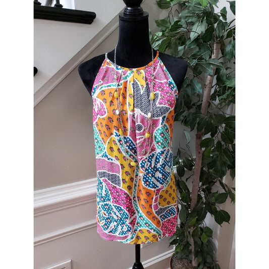 Violet Claire Women's Multicolor Polyester Round Neck Sleeveless Top Blouse XL