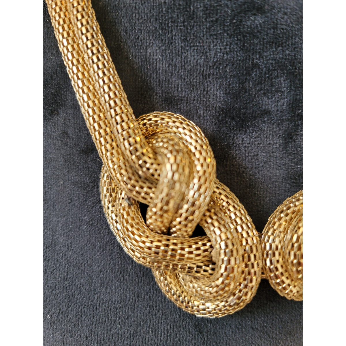 Women's Gold Mesh Knot Statement Necklace With Lobster Clasp Elegant Jewelry