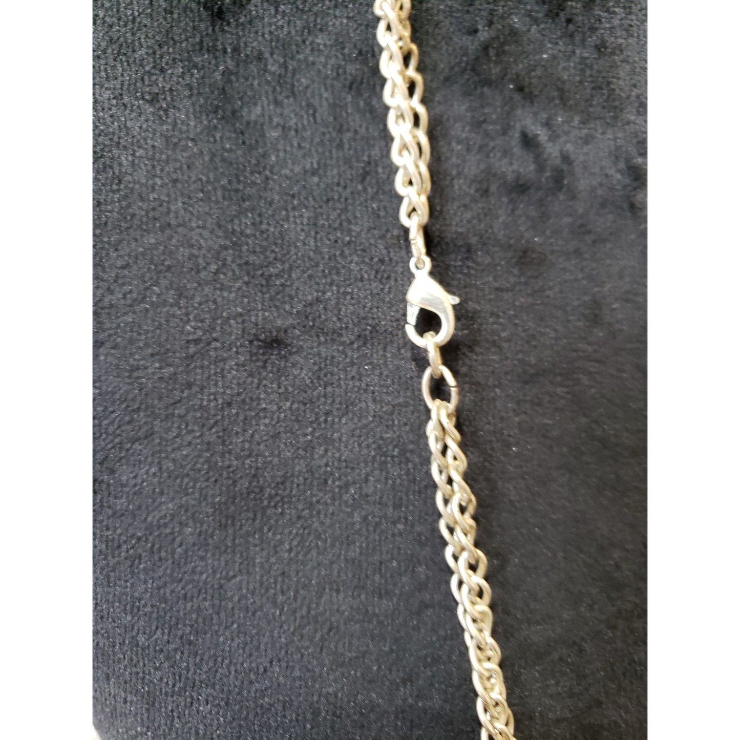 Women's Silver Multi-Strand Long Chain Necklace with Clear Glass Bead Accents