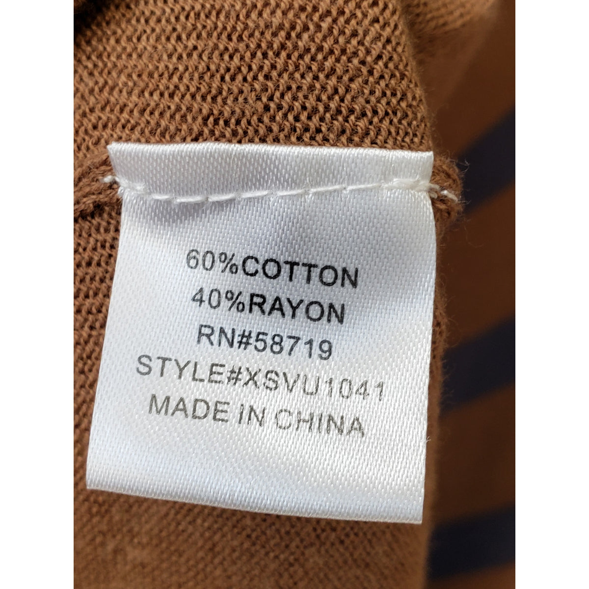 NY Collection Jersey Dress Women's XL Brown Striped Long Sleeve Handkerchief Hem