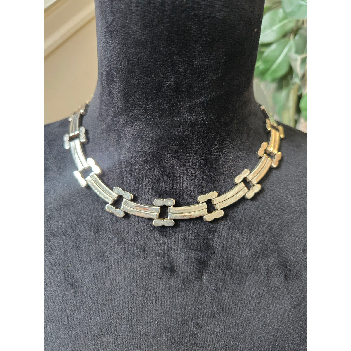 Silver Geometric Collar Statement Necklace