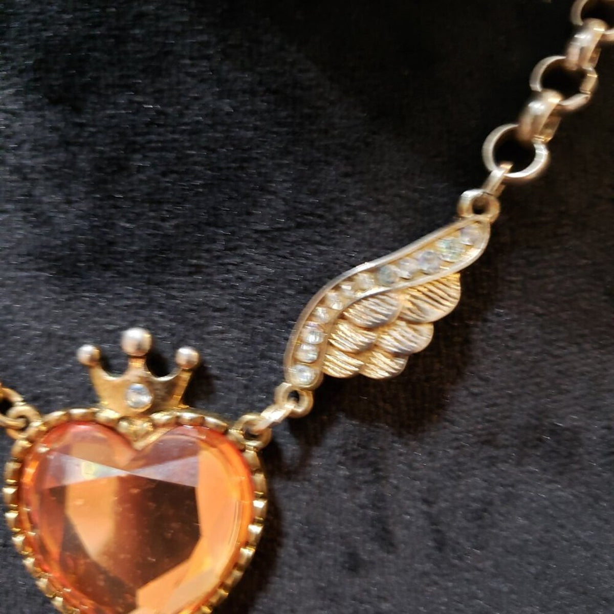 Womens Fashion Zircon-stone Heart Brooch Pendant Necklace Jewelry with Lobster