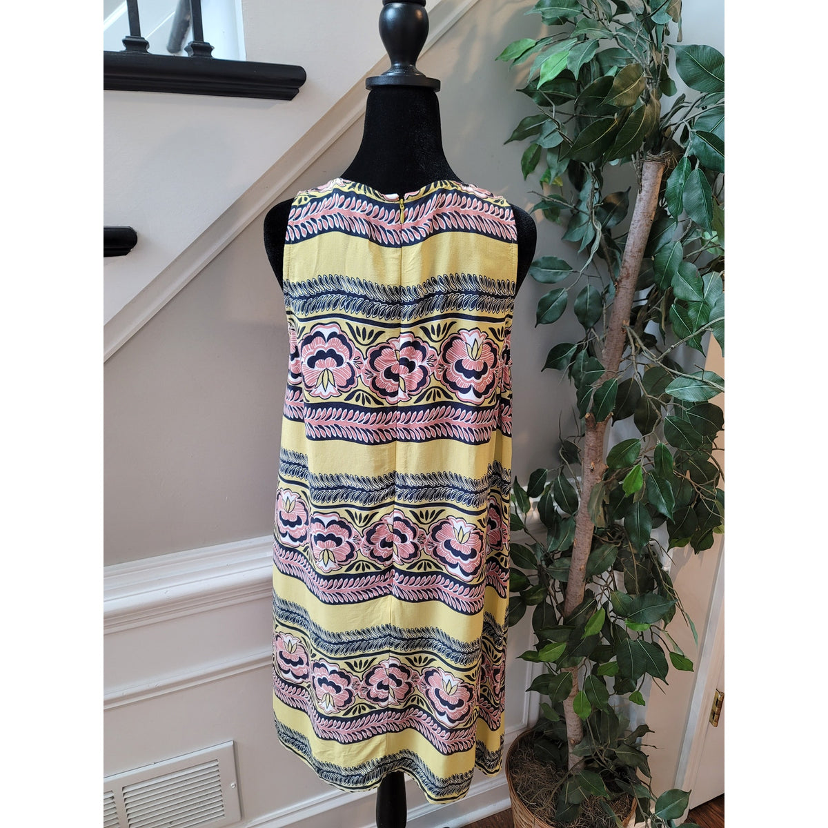 Loft Sheath Dress Women Size M Yellow Pink Blue Floral Print Sleeveless Summer