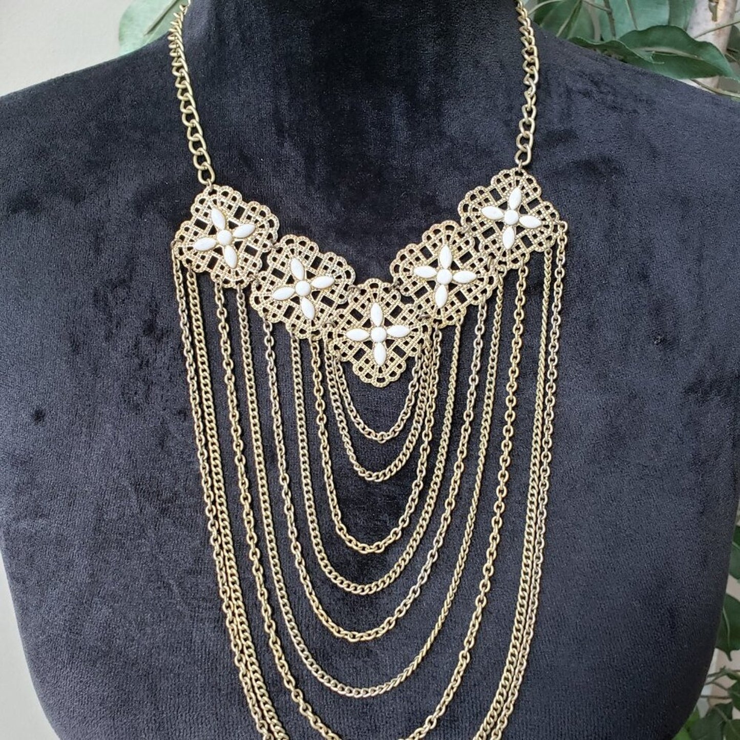 Womens Fashion Gold Tone Multichain Layered Cleopatra Necklace w/ Lobster Clasp