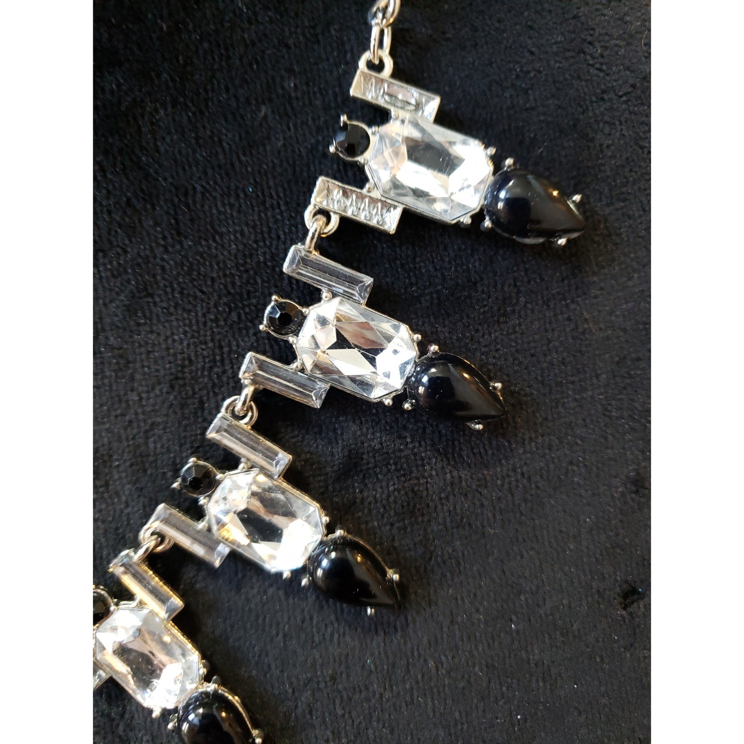 Silver Black Clear Crystal Necklace Women's Statement Geometric Fashion Jewelry