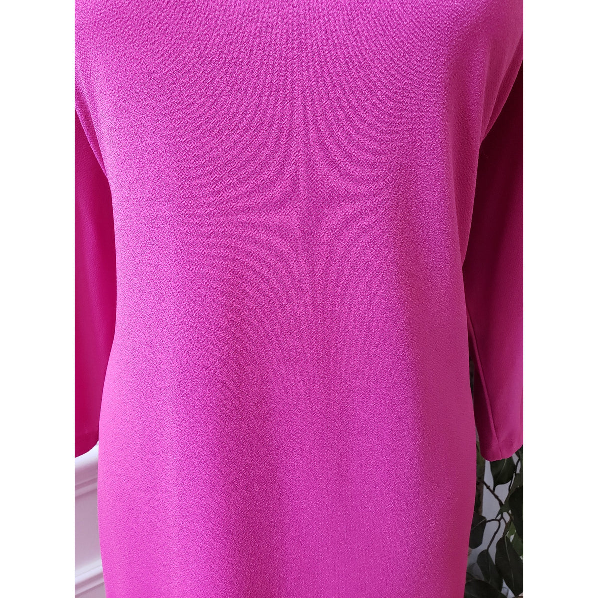Jones New York Sheath Dress Women's Large Pink Studded Slit Sleeve Round Neck