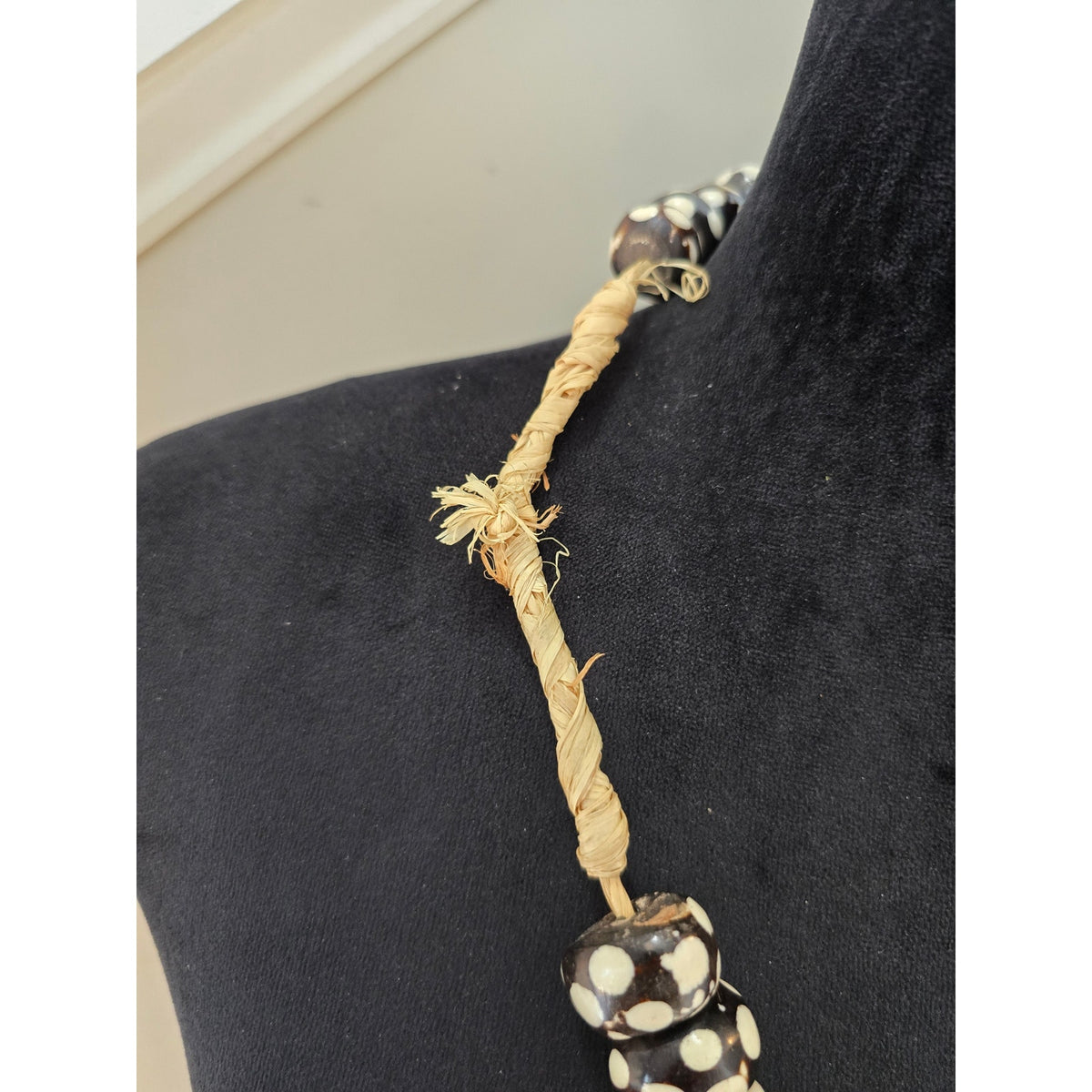 Brown and Cream Chunky Beaded Statement Necklace Tribal Boho Jewelry