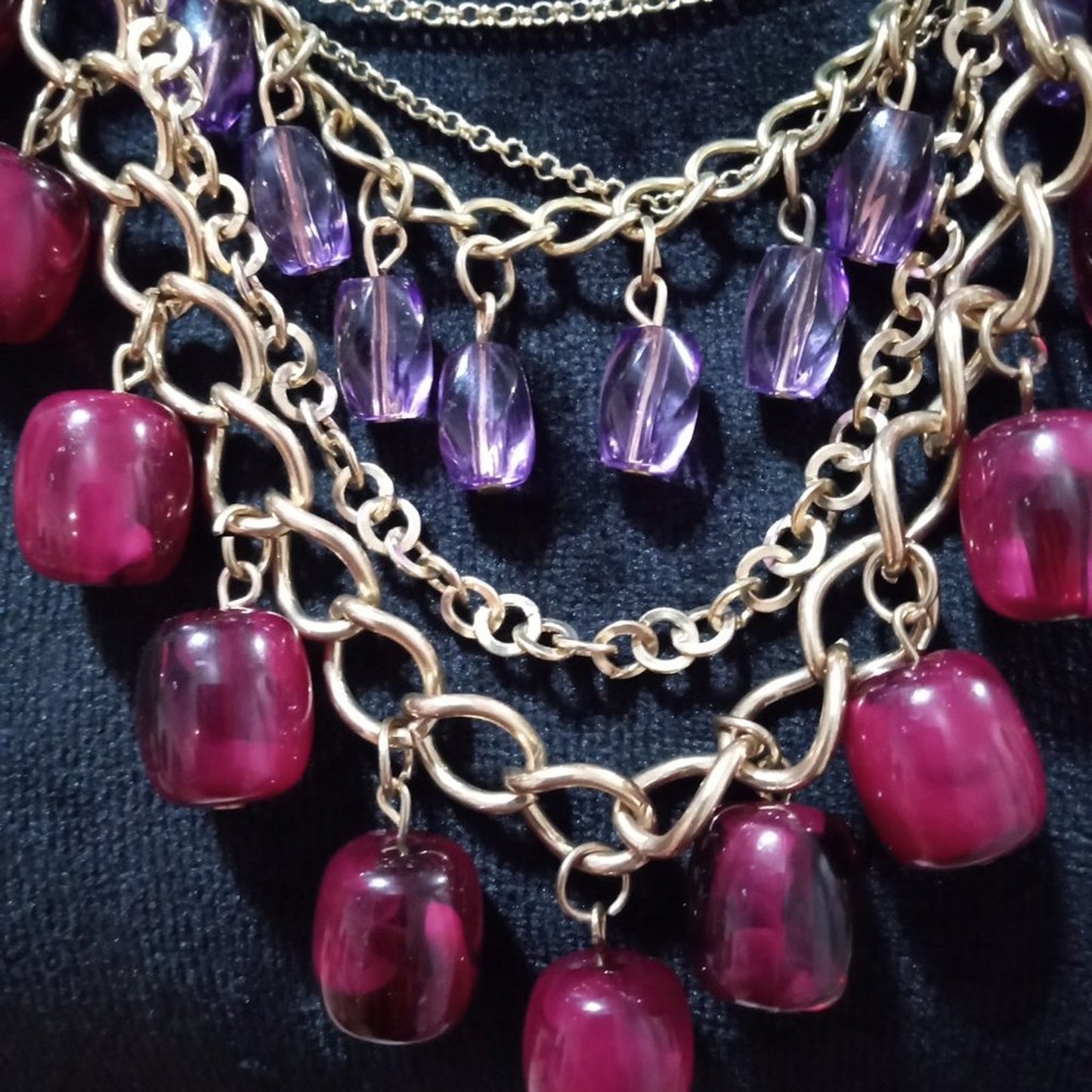 Womens Fashion Rhinestone Charm Gold Tone Chain Statement Necklace with Lobster