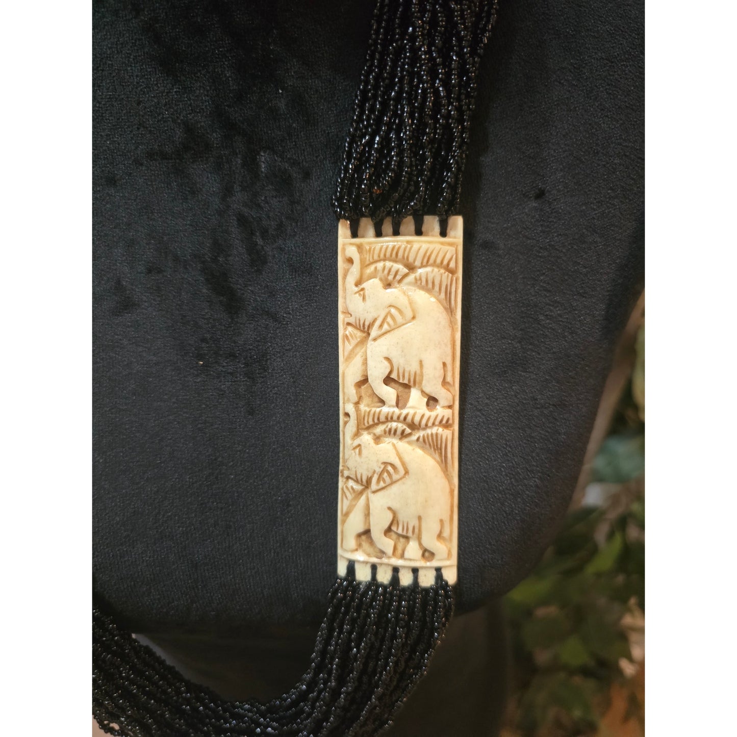 Women's Multi Strand Black Beaded Necklace With Gold Accents Lobster Claw Clasp